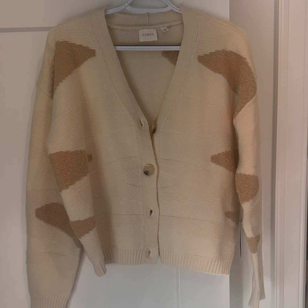 Cyrus Women's Cream and Tan Cardigan